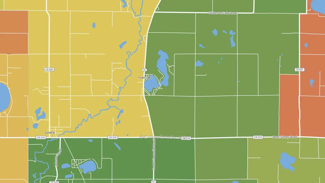 Turk Lake, MI Map of Robbery Rates