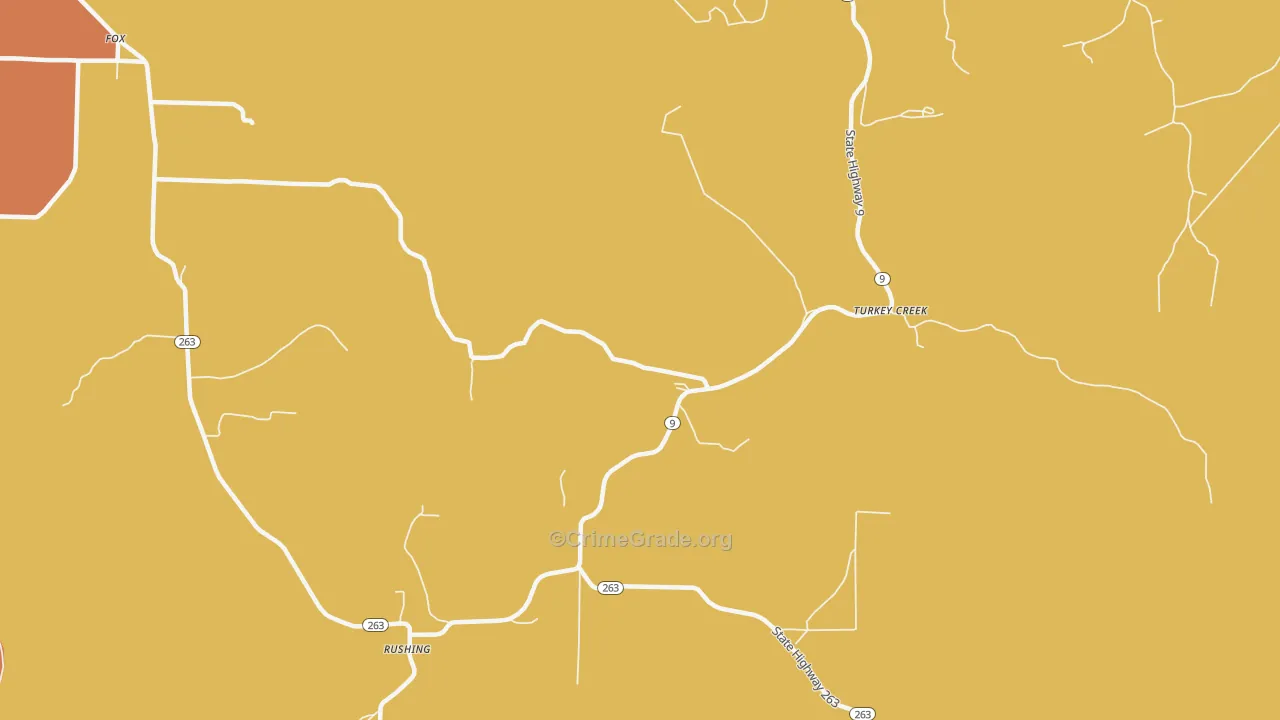 Turkey Creek, AR Map of Robbery Rates
