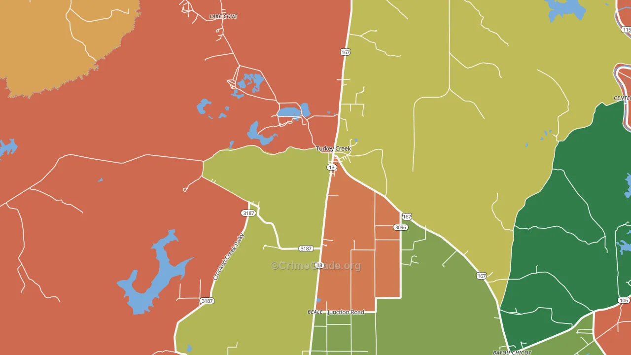 Turkey Creek, LA Map of Robbery Rates