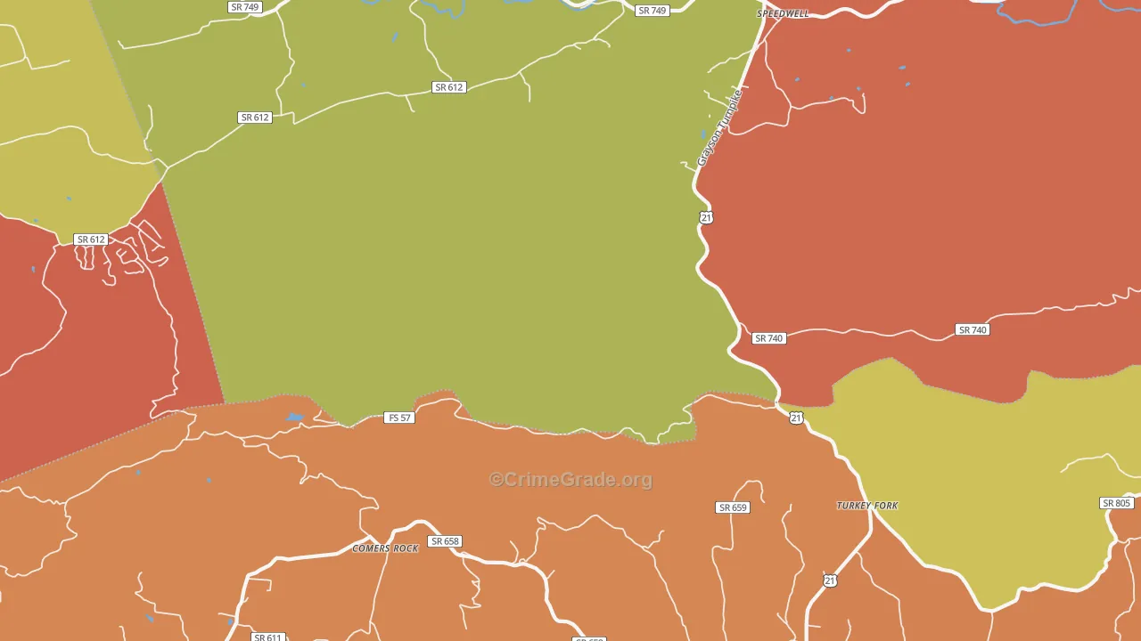 Turkey Fork, VA Map of Robbery Rates
