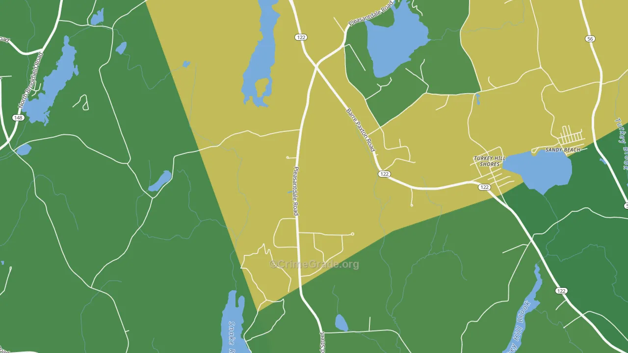 Turkey Hill Shores, MA Map of Robbery Rates