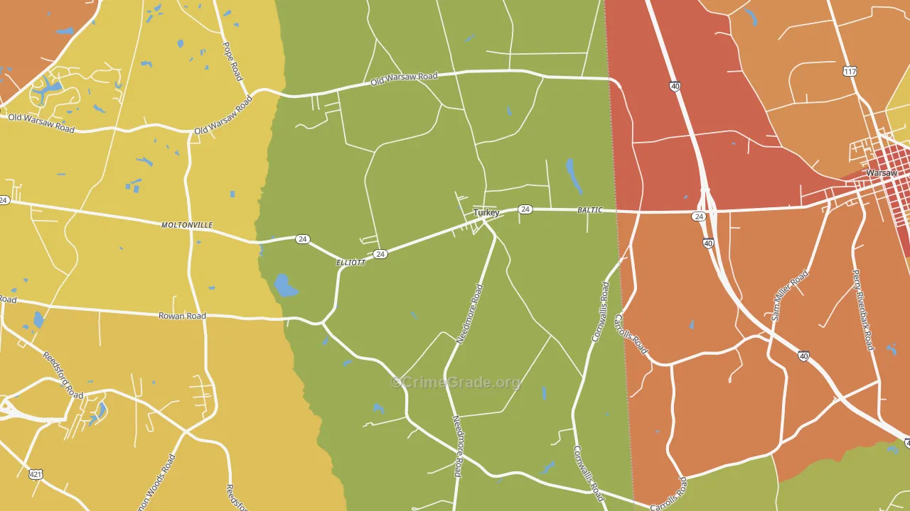 Turkey, NC Map of Robbery Rates
