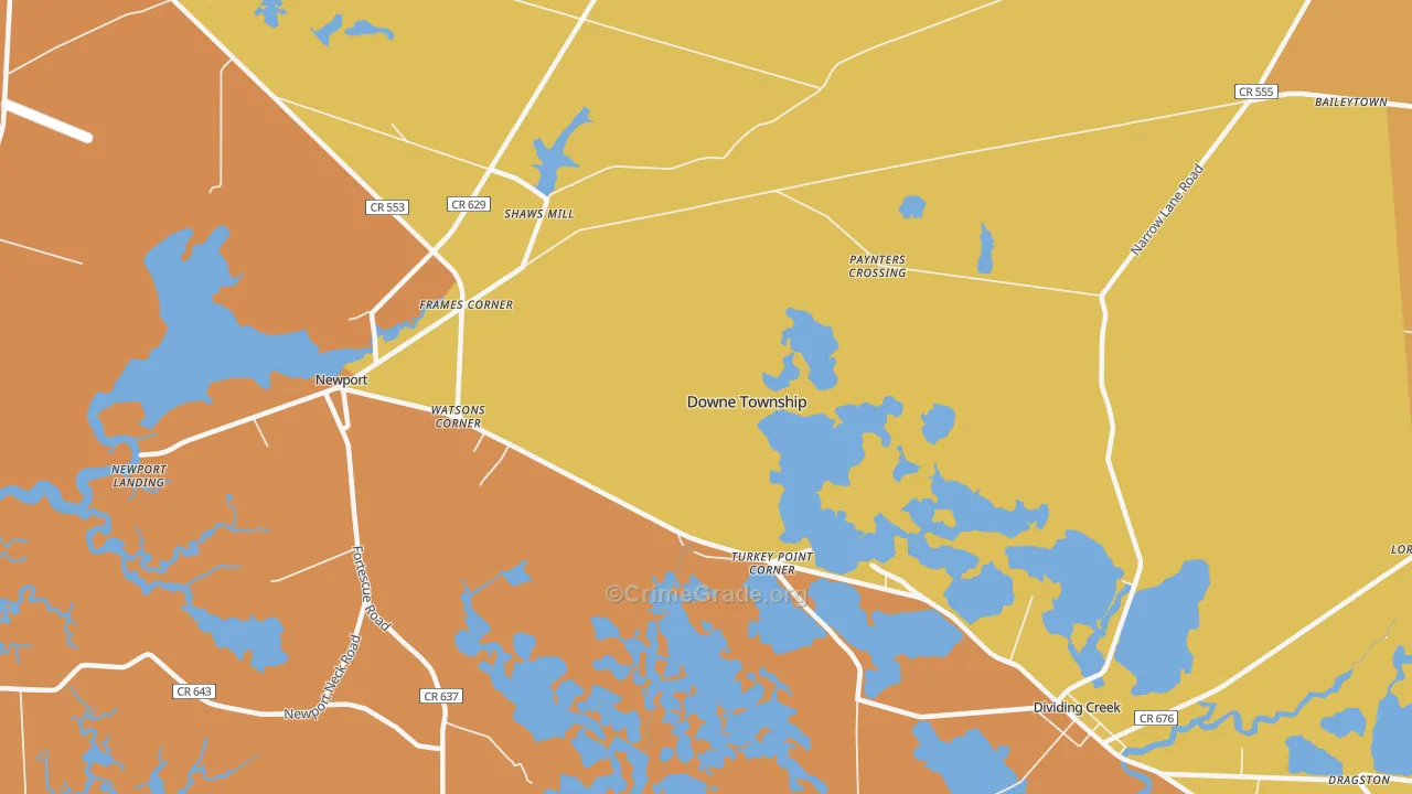 Turkey Point Corner, NJ Map of Robbery Rates