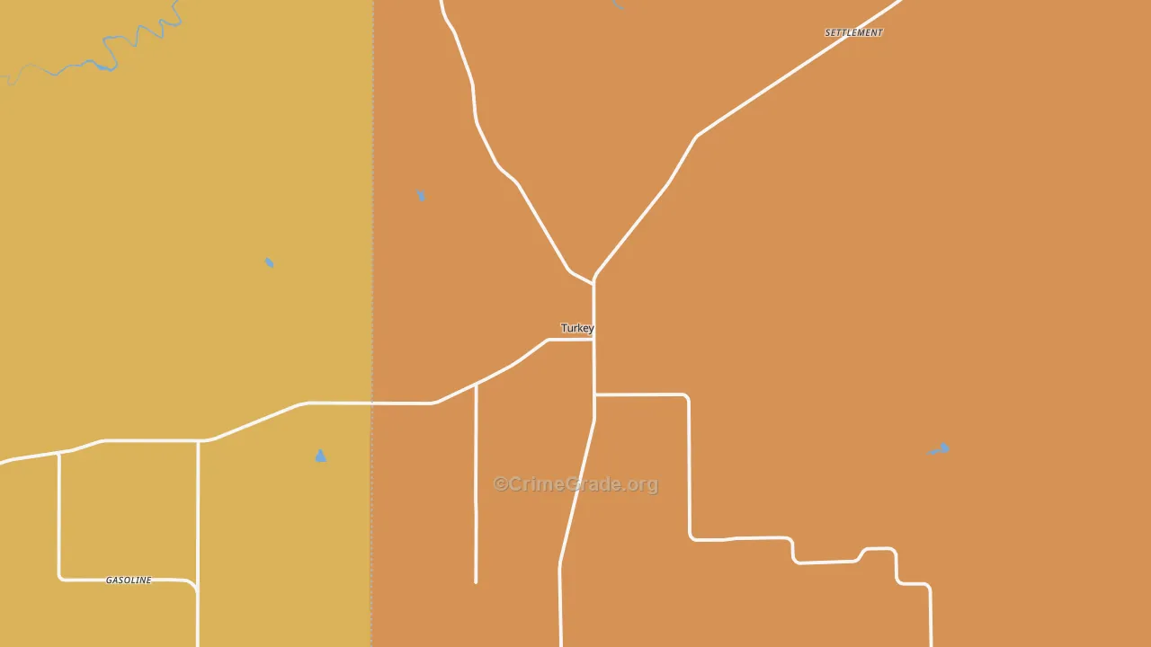 Turkey, TX Map of Robbery Rates