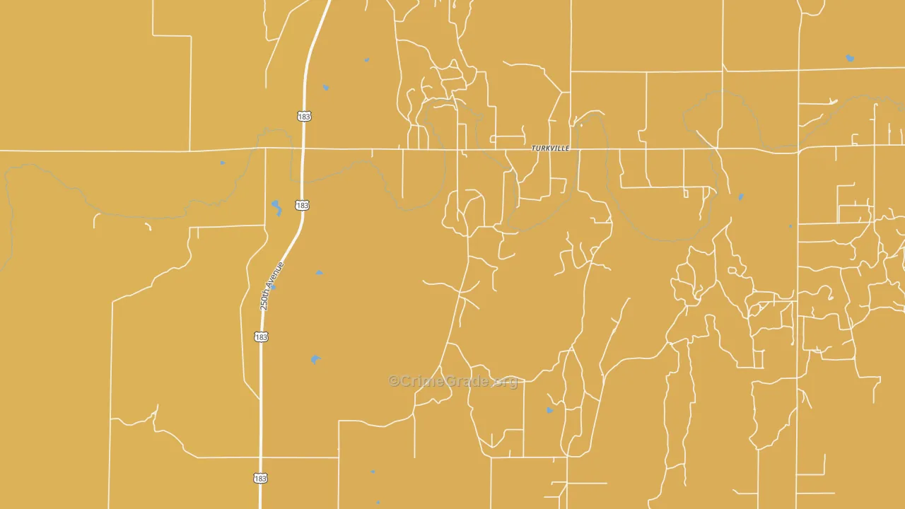 Turkville, KS Map of Robbery Rates