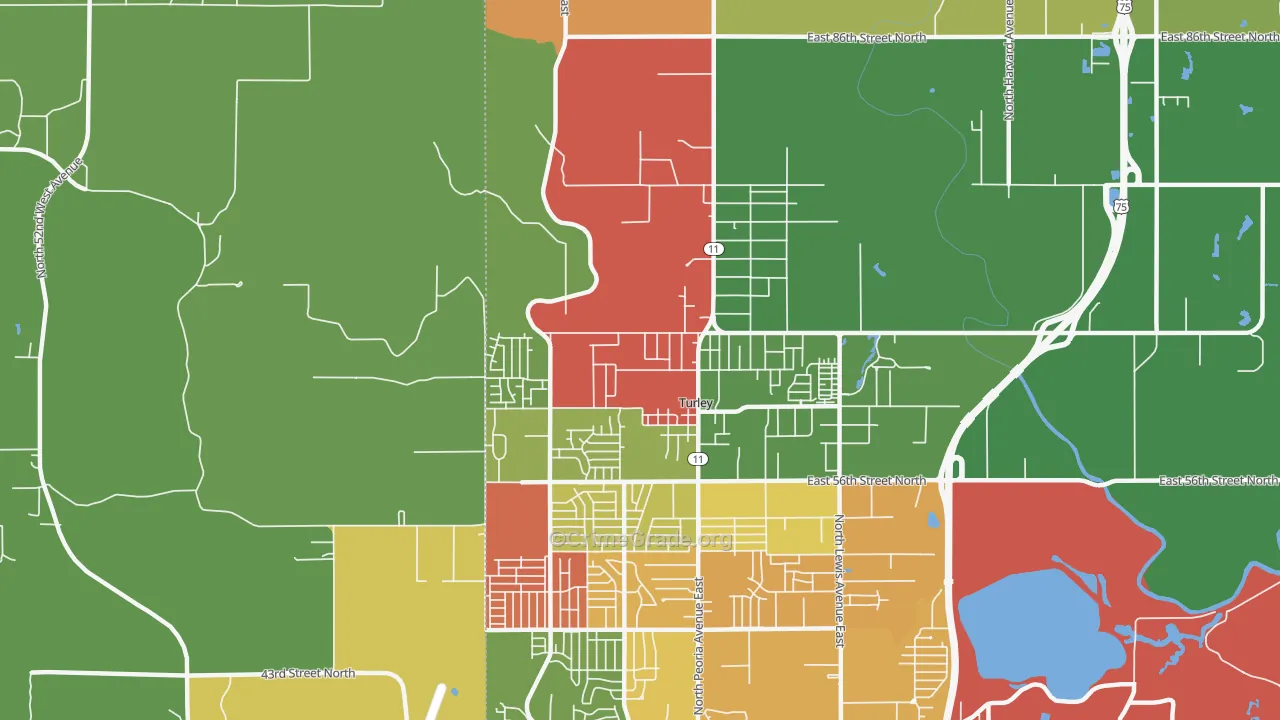 Turley, OK Map of Robbery Rates