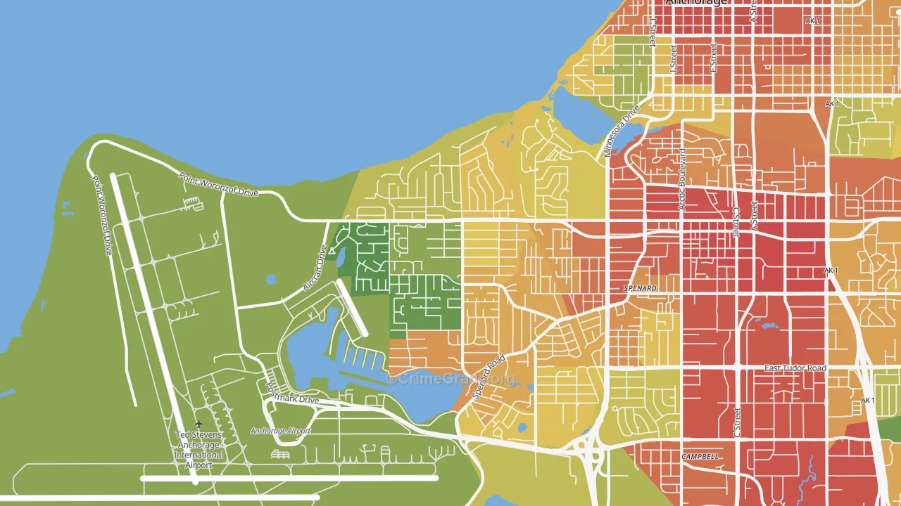 Turnagain, Anchorage, AK Map of Robbery Rates