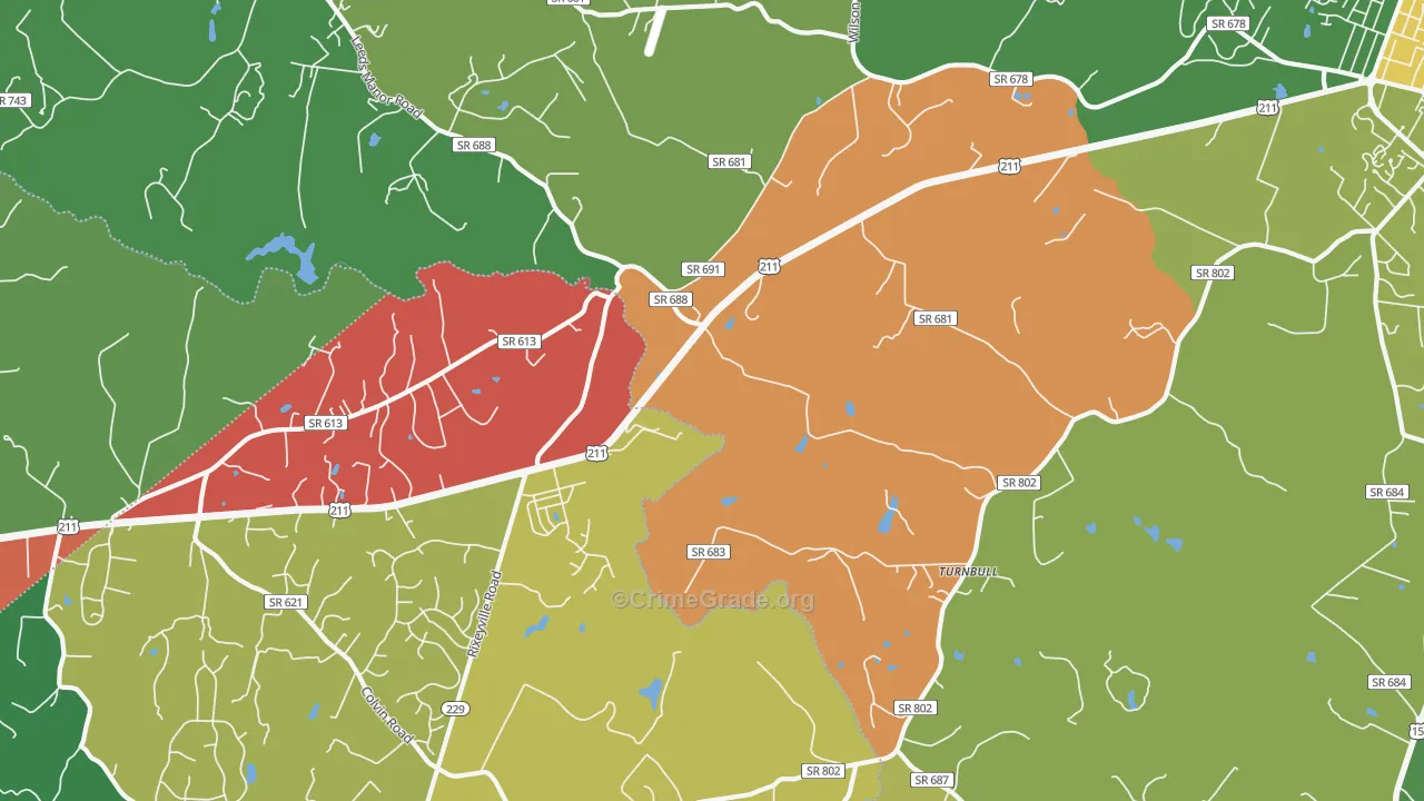 Turnbull, VA Map of Robbery Rates