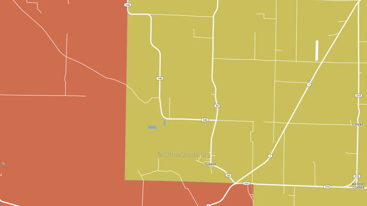 Turner, AR Map of Robbery Rates