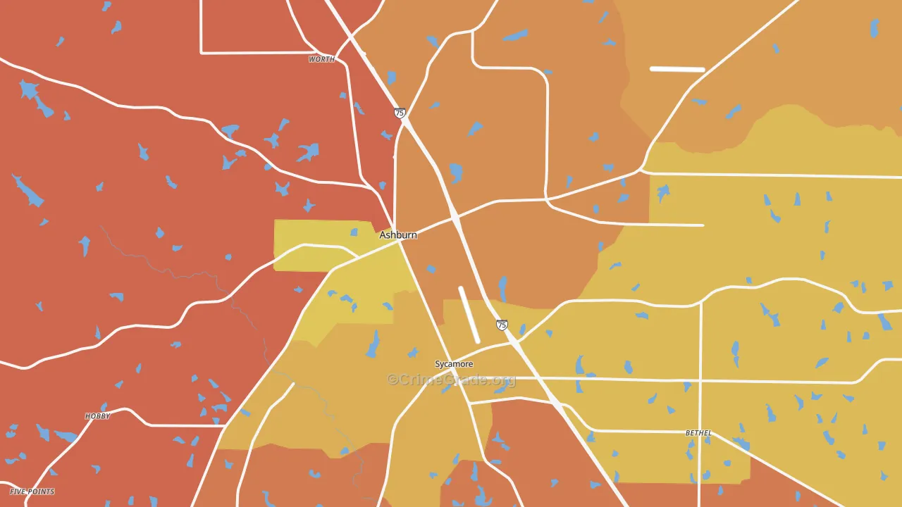 Turner County, GA Map of Robbery Rates