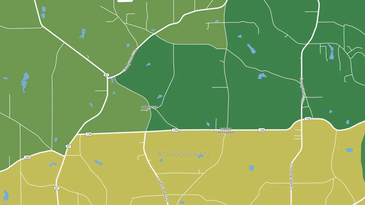 Turner Crossroads, AL Map of Robbery Rates