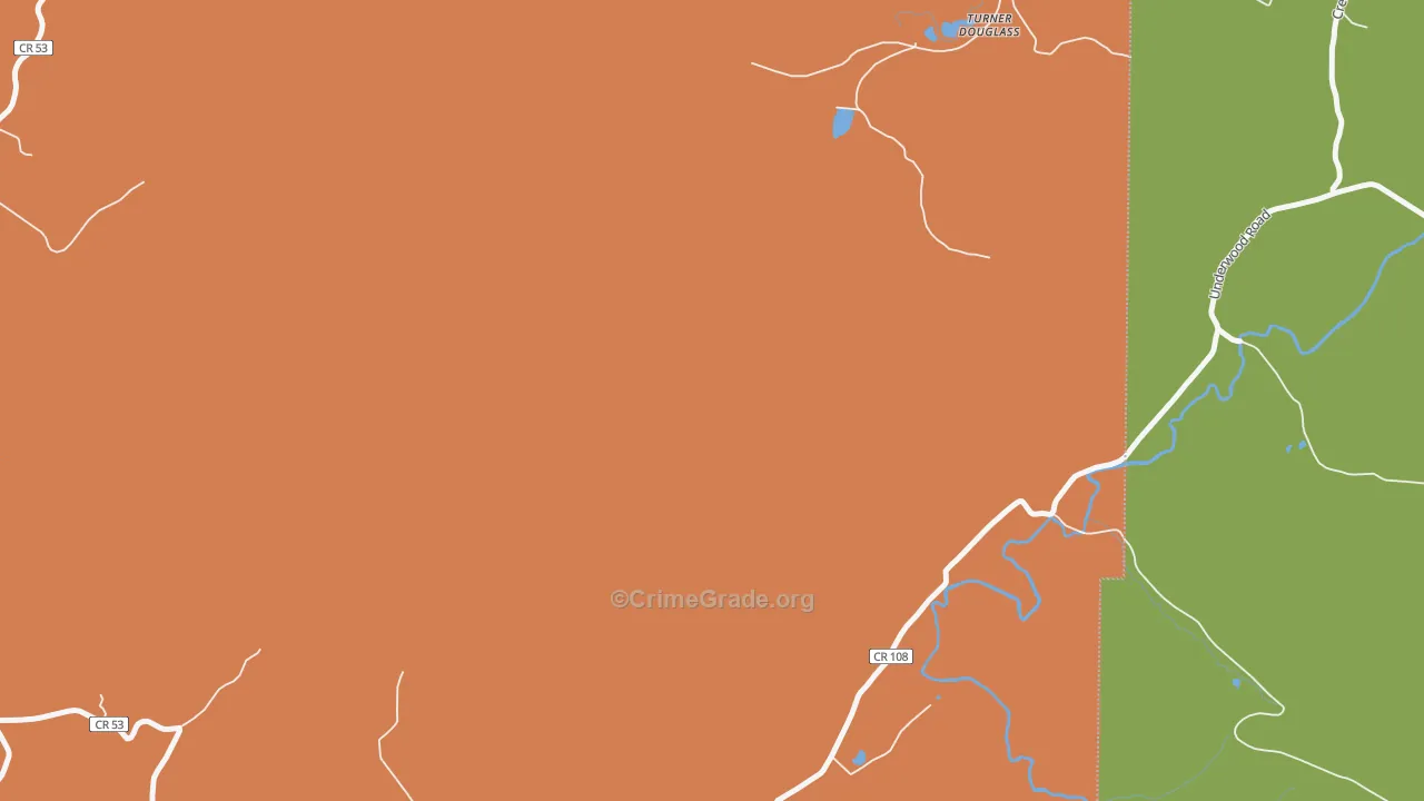 Turner Douglass, WV Map of Robbery Rates