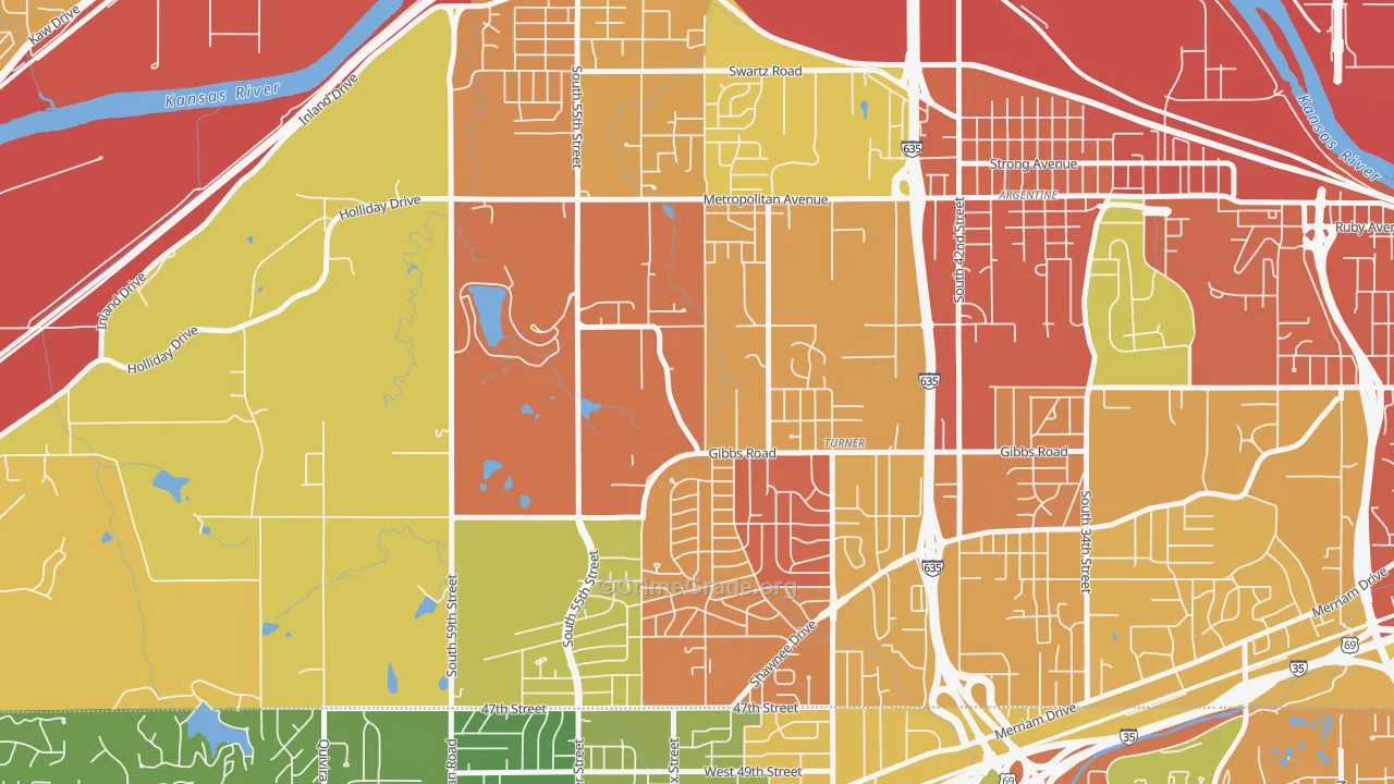 Turner, Kansas City, KS Map of Robbery Rates