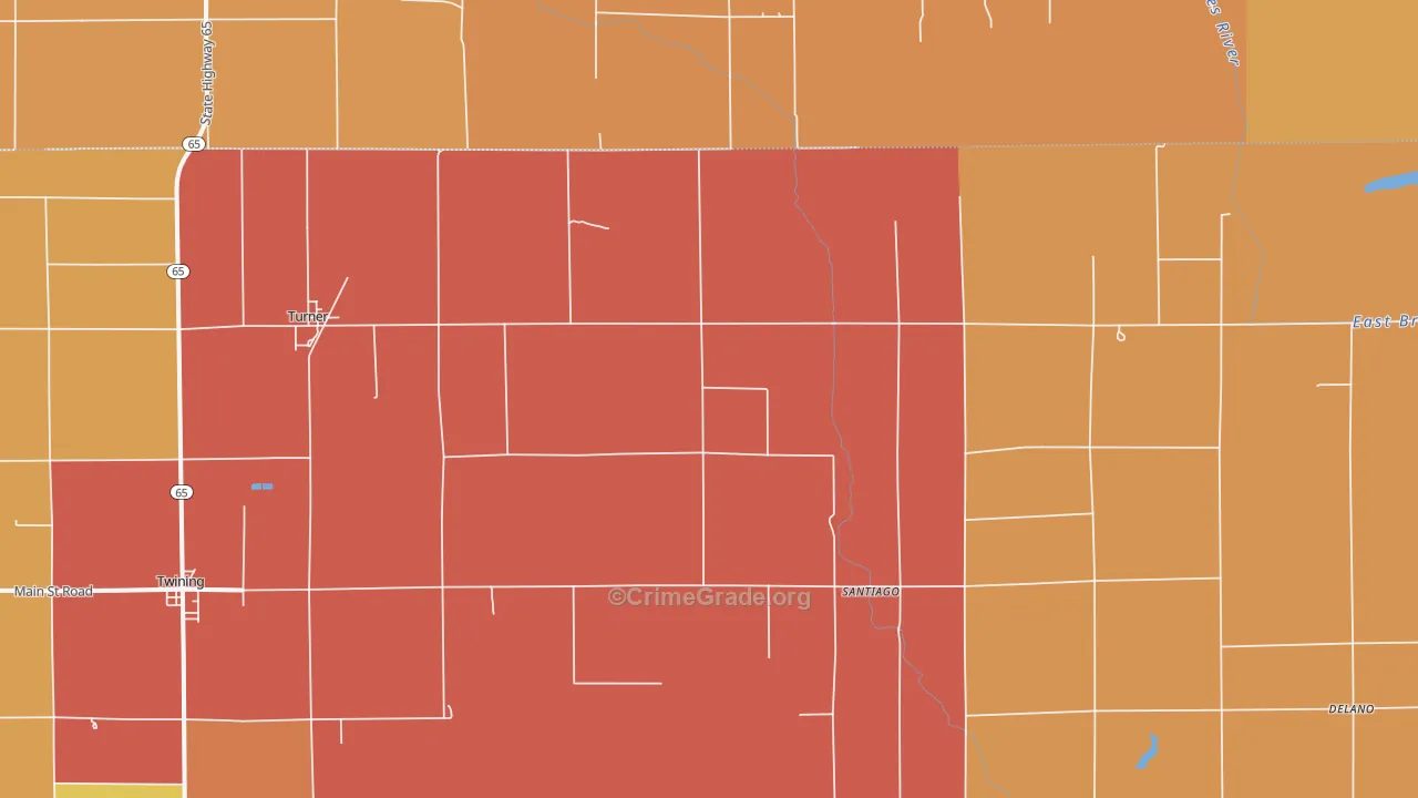 Turner, MI Map of Robbery Rates