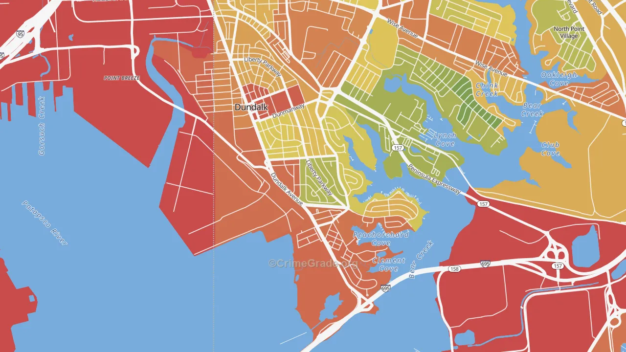 Turners, Dundalk, MD Map of Robbery Rates