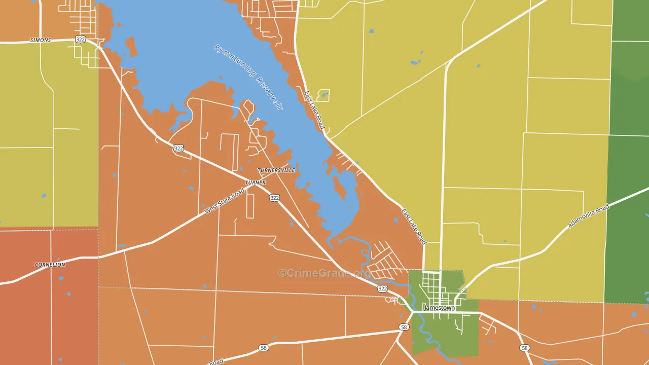 Turnersville, PA Map of Robbery Rates