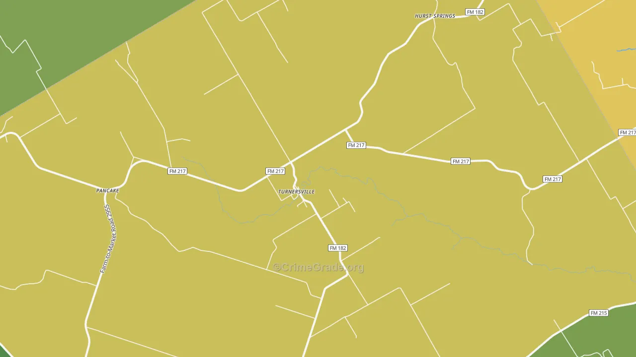 Turnersville, TX Map of Robbery Rates