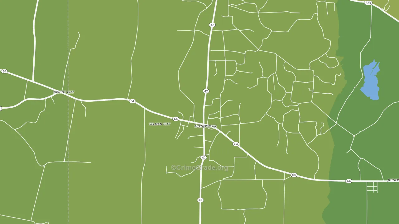 Turnertown, TX Map of Robbery Rates