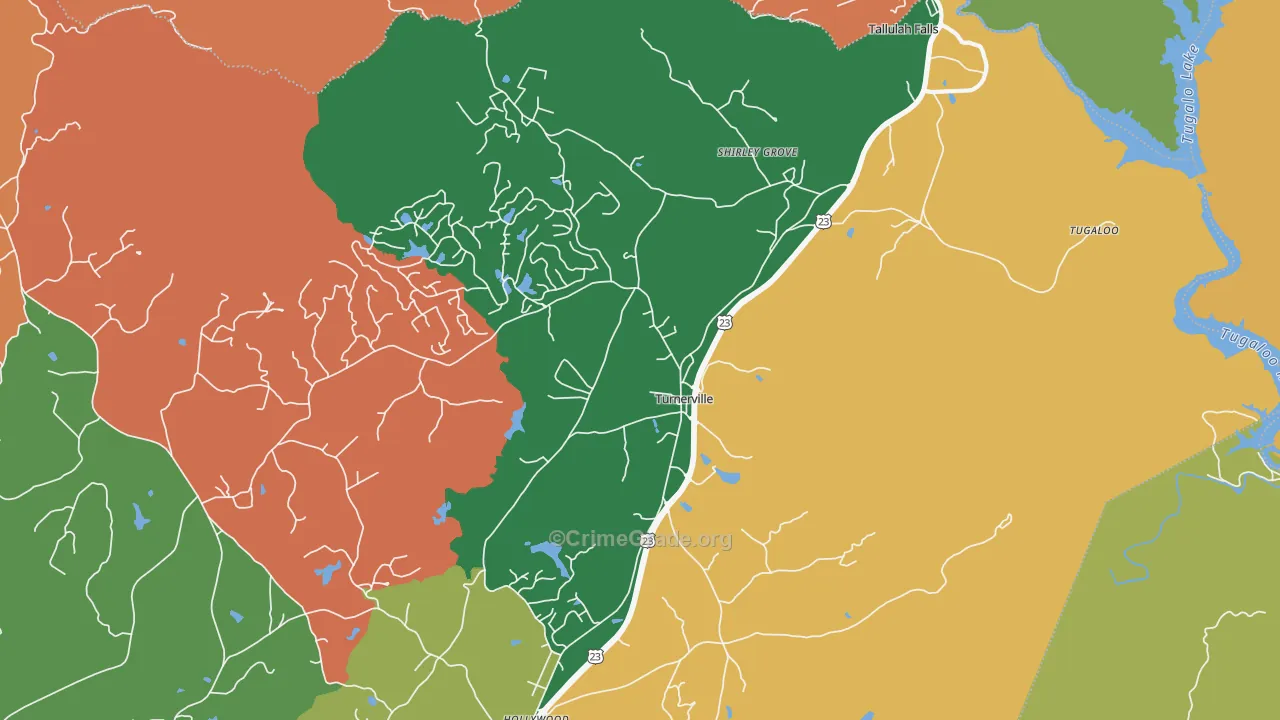 Turnerville, GA Map of Robbery Rates