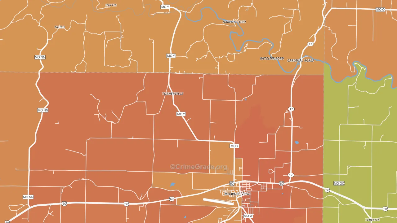 Turnerville, MO Map of Robbery Rates