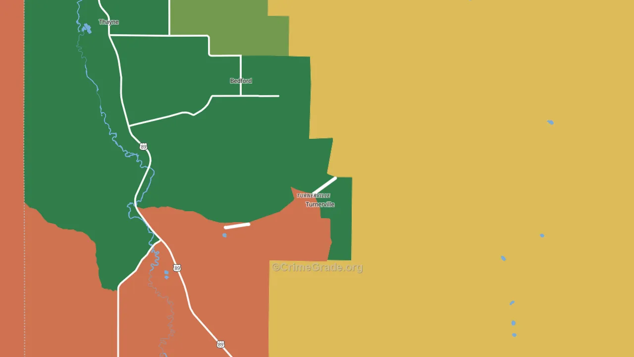 Turnerville, WY Map of Robbery Rates