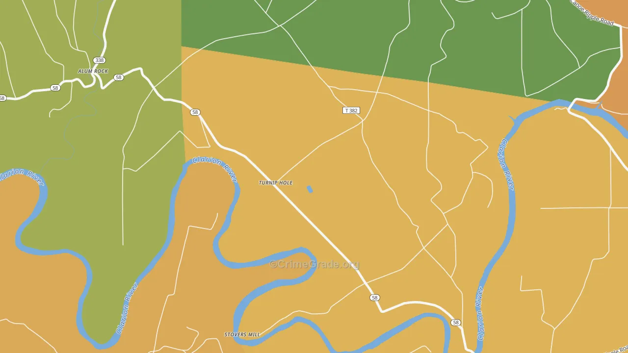 Turnip Hole, PA Map of Robbery Rates