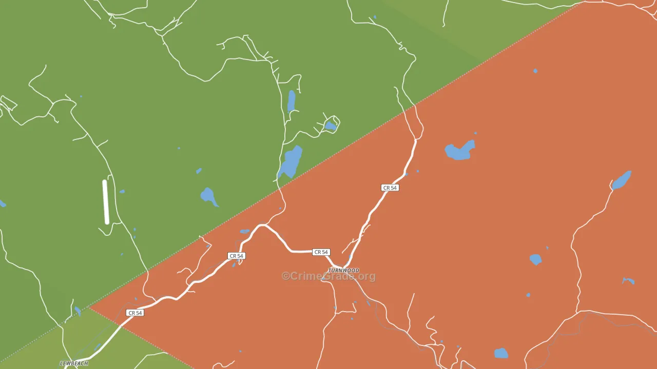 Turnwood, NY Map of Robbery Rates
