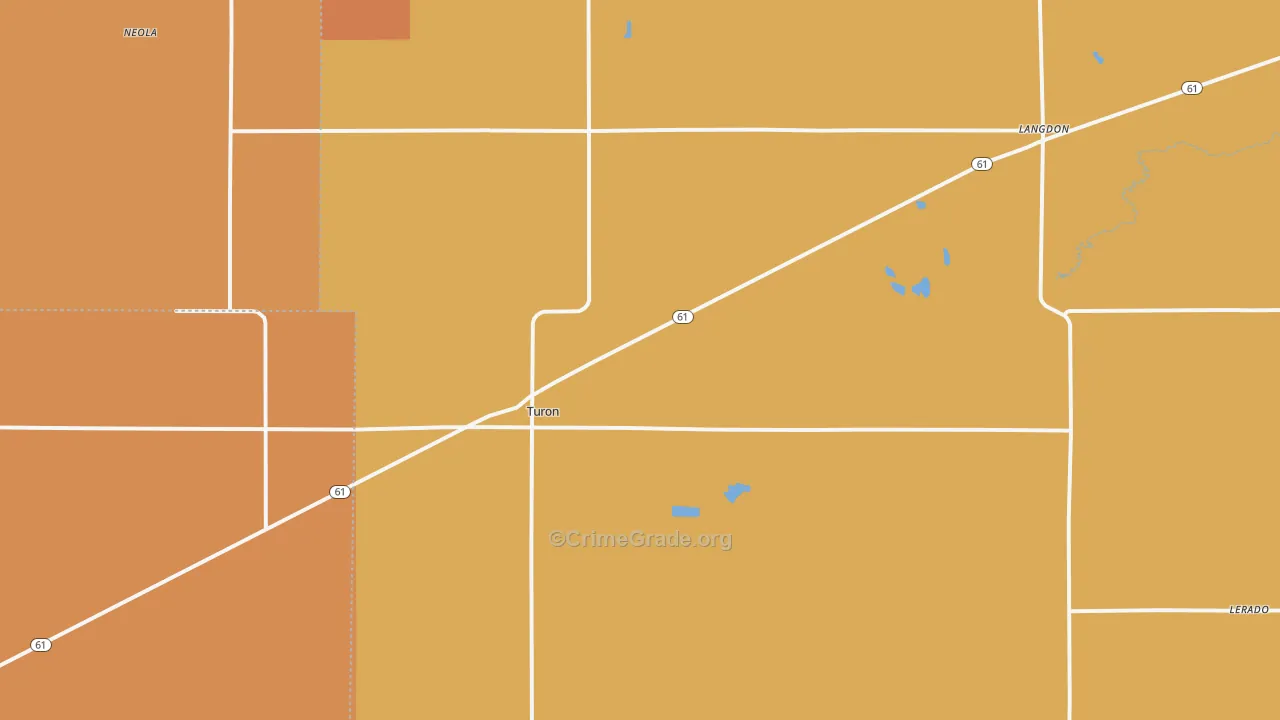 Turon, KS Map of Robbery Rates