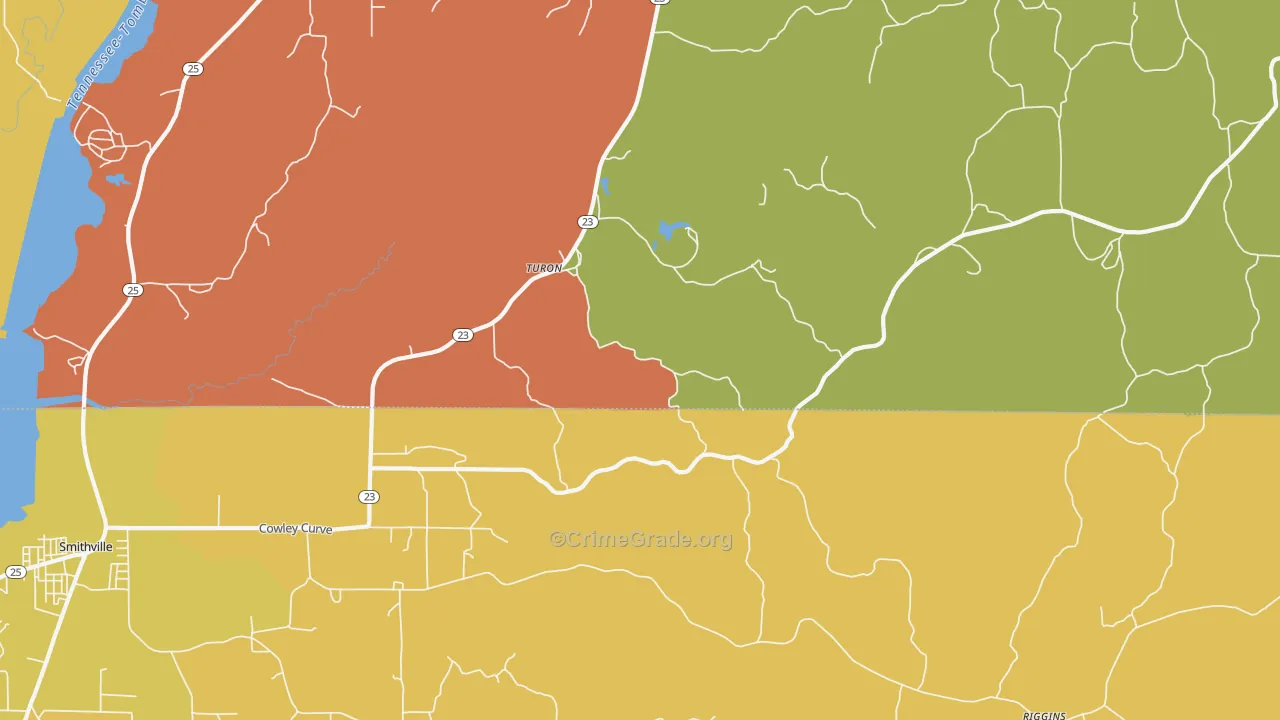 Turon, MS Map of Robbery Rates