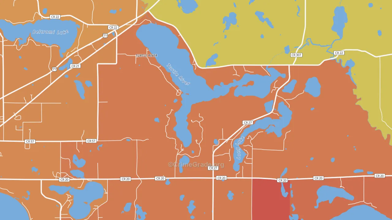 Turtle River, MN Map of Robbery Rates