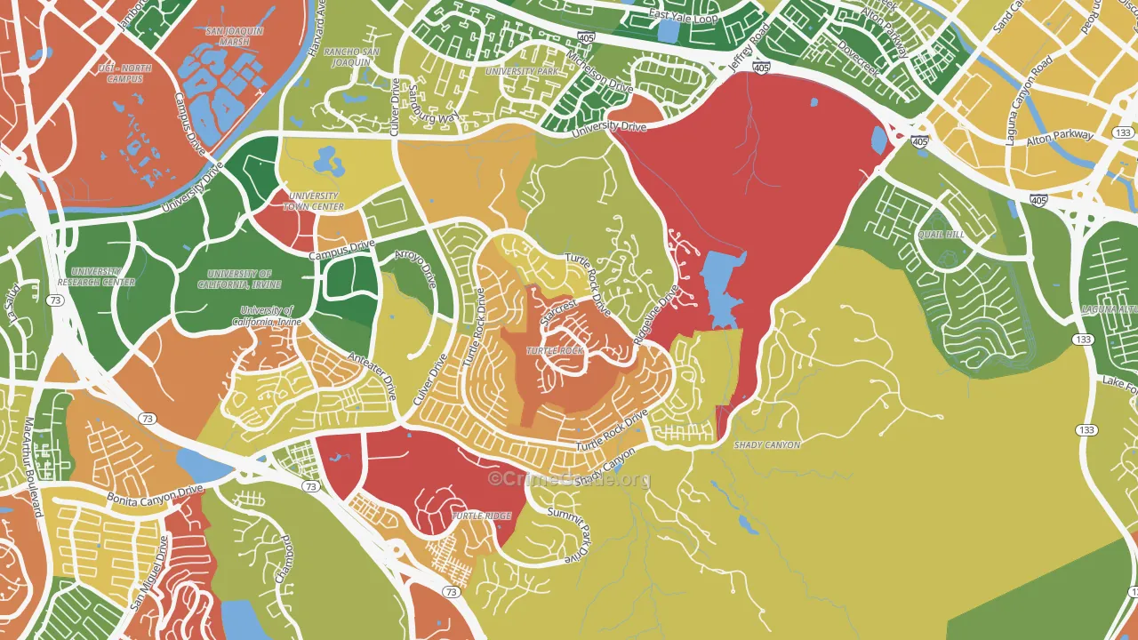 Turtle Rock, Irvine, CA Map of Robbery Rates