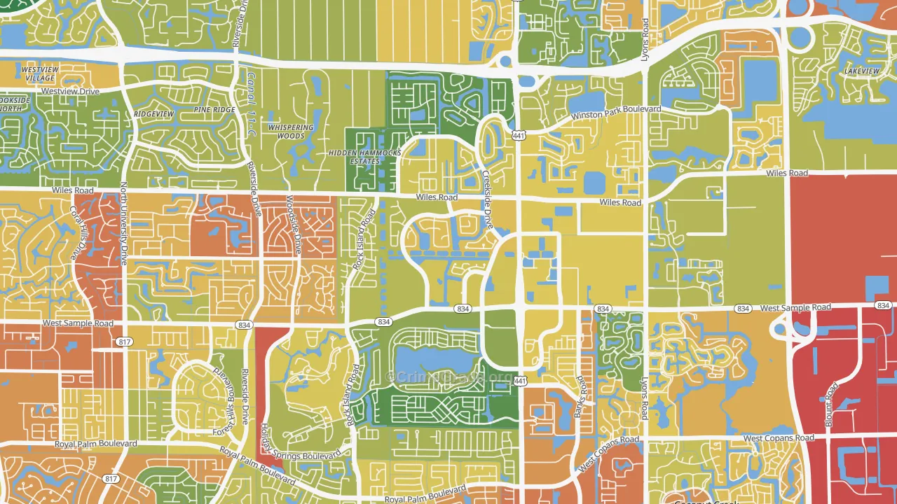 Turtle Run, Coral Springs, FL Map of Robbery Rates