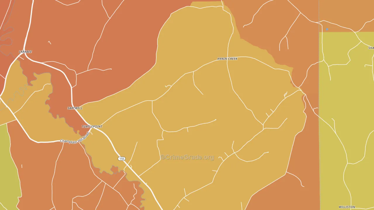 Turtlepoint, PA Map of Robbery Rates