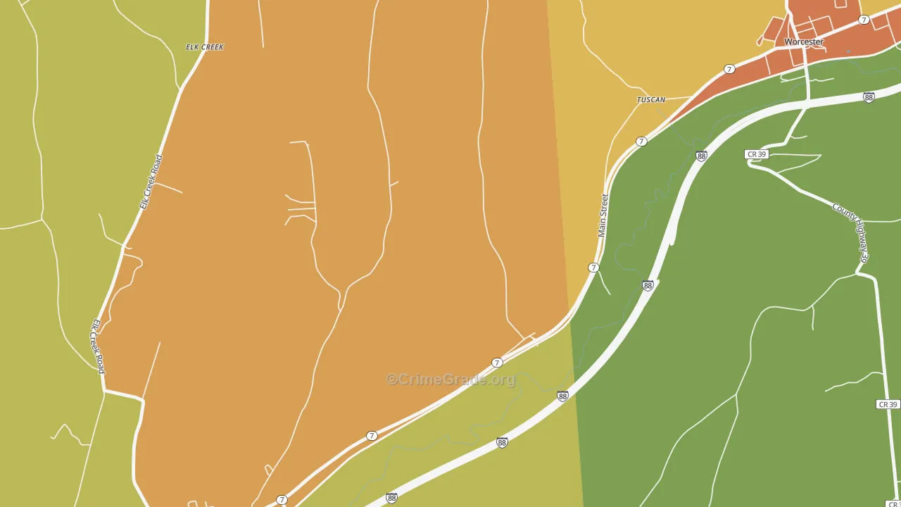 Tuscan, NY Map of Robbery Rates
