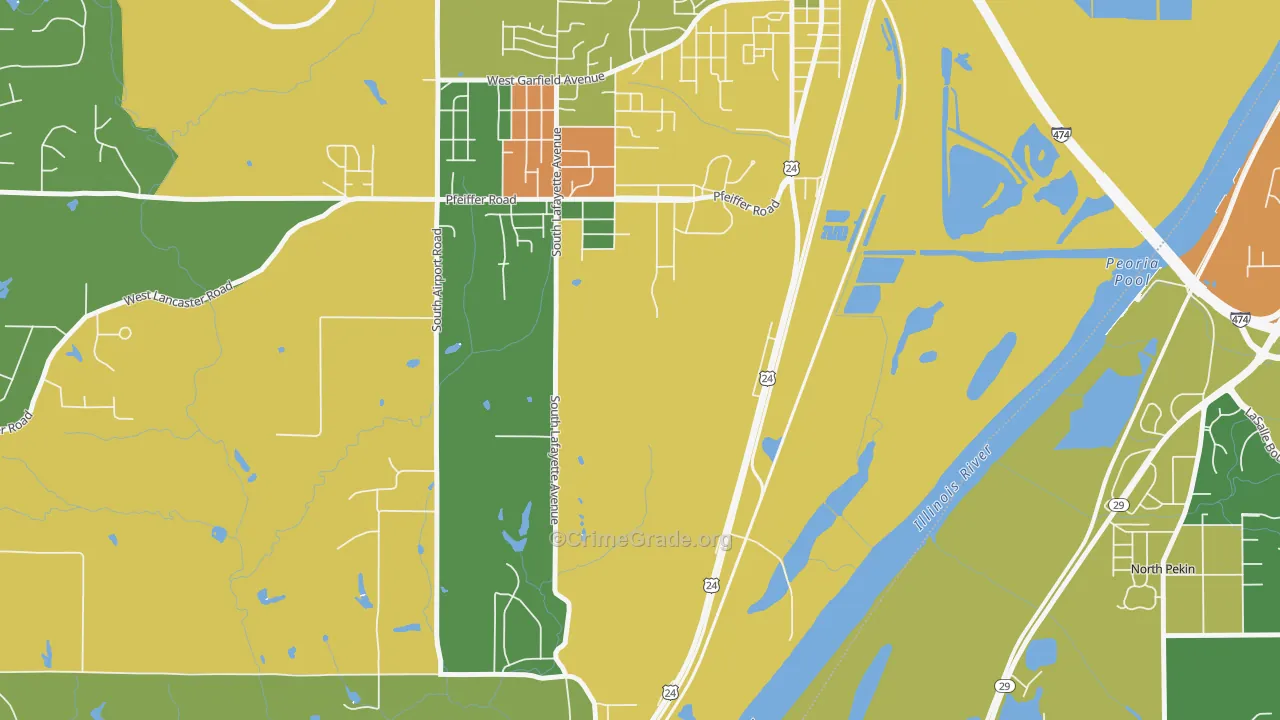 Tuscarora, IL Map of Robbery Rates
