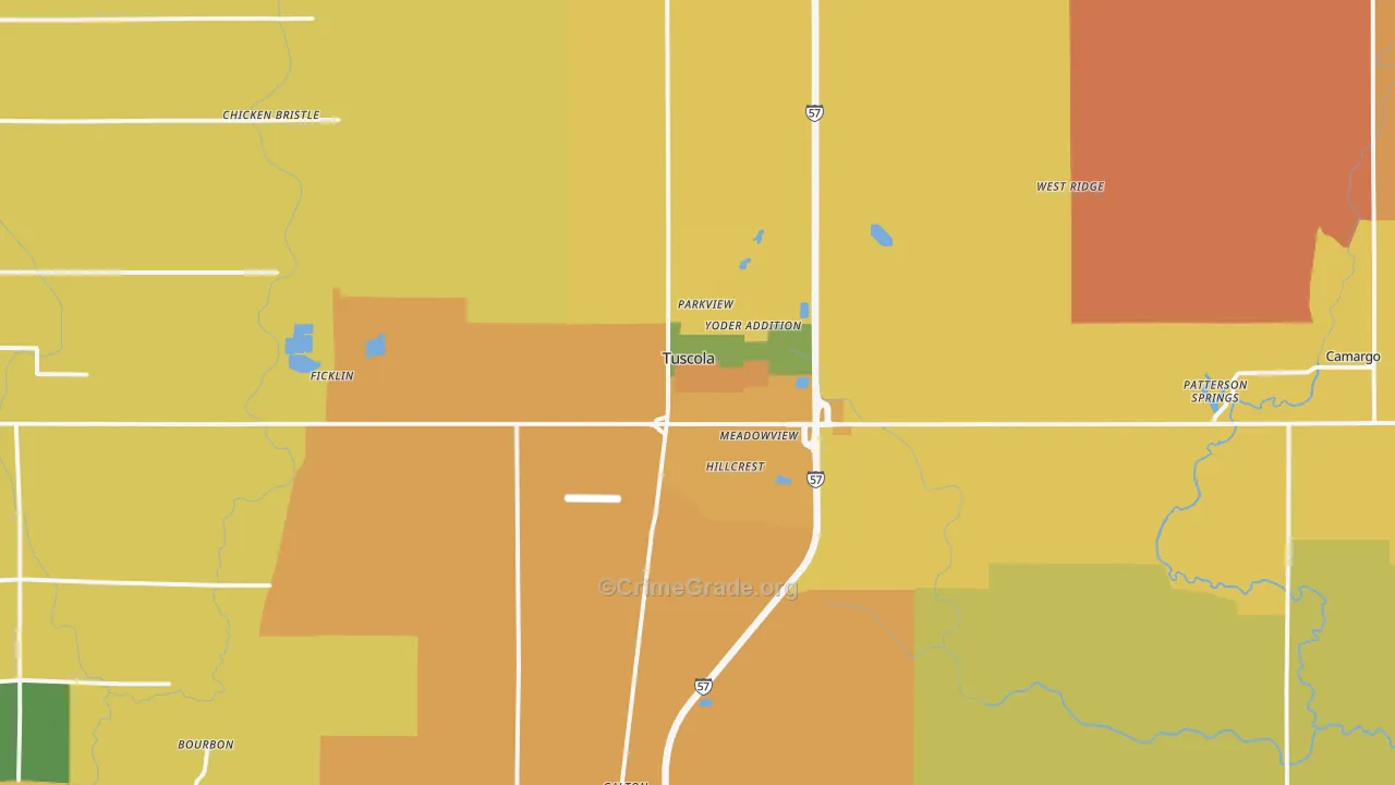 Tuscola, IL Map of Robbery Rates