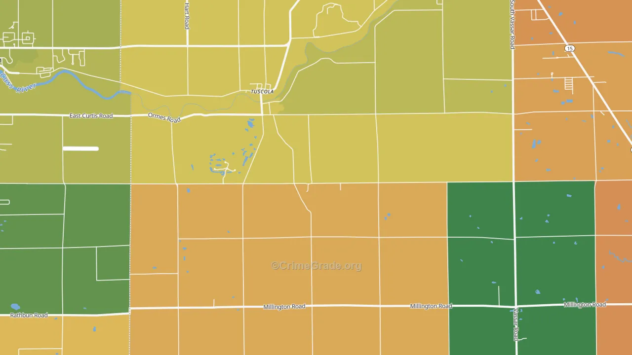 Tuscola, MI Map of Robbery Rates