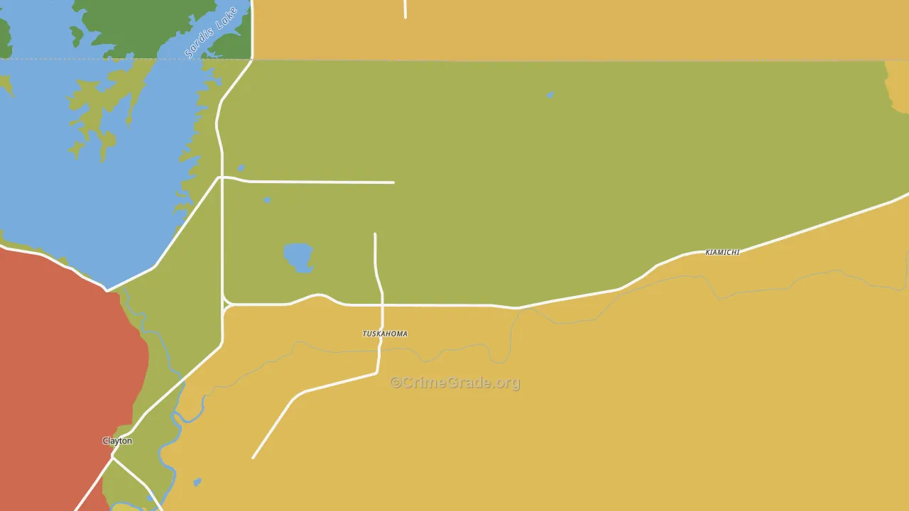 Tuskahoma, OK Map of Robbery Rates