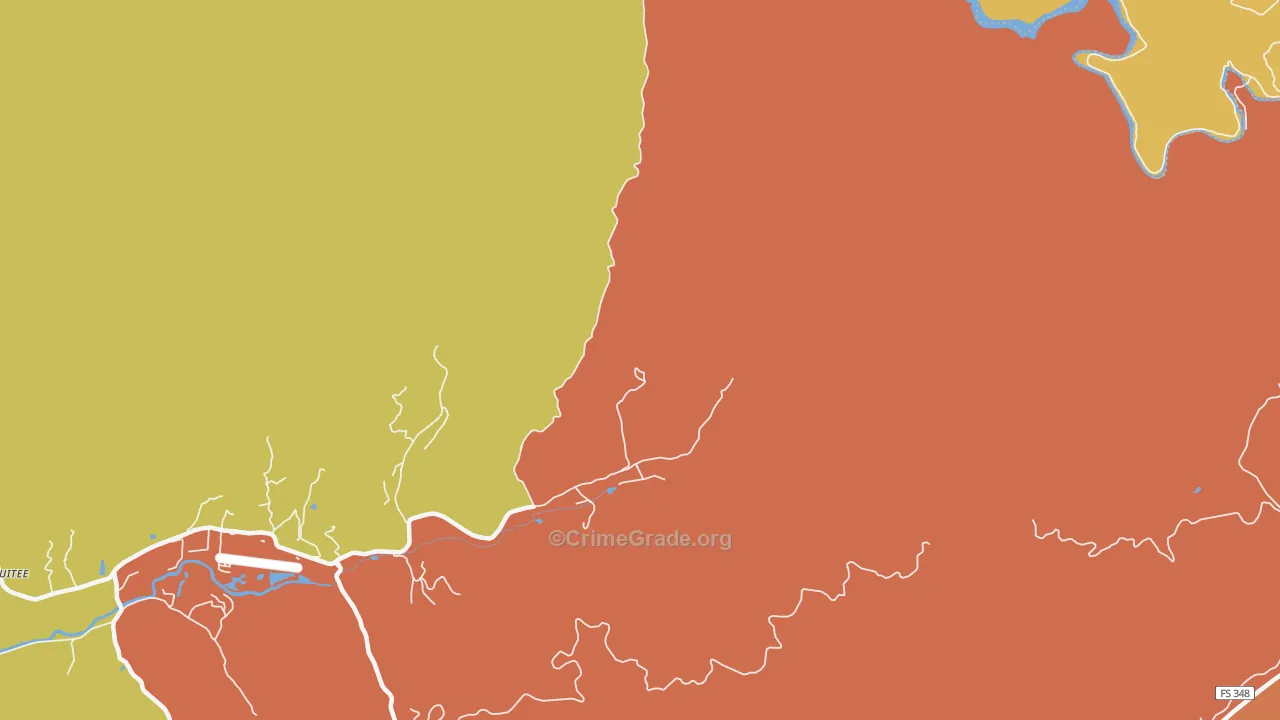 Tusquitee, NC Map of Robbery Rates