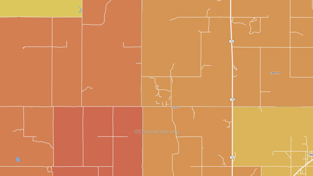 Tussy, OK Map of Robbery Rates