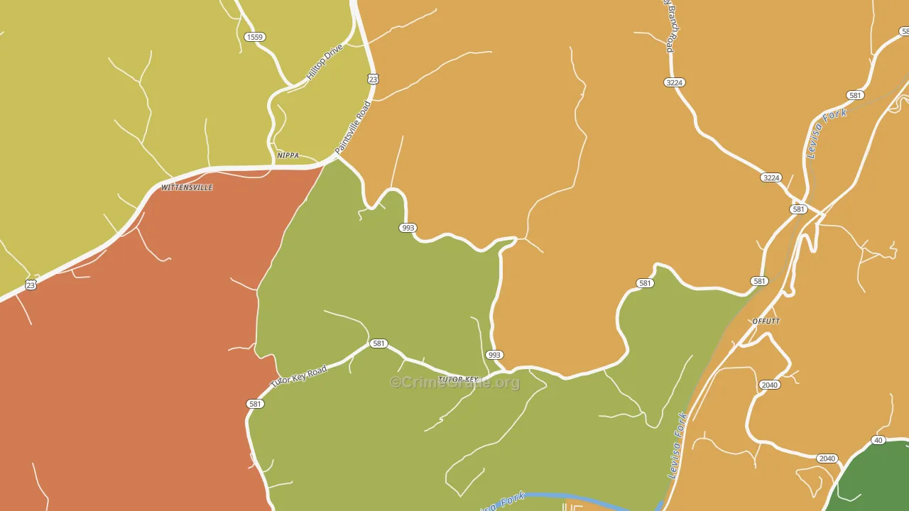 Tutor Key, KY Map of Robbery Rates