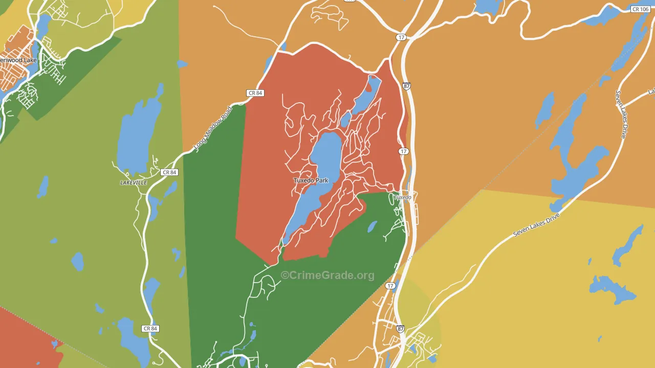 Tuxedo Park, NY Map of Robbery Rates