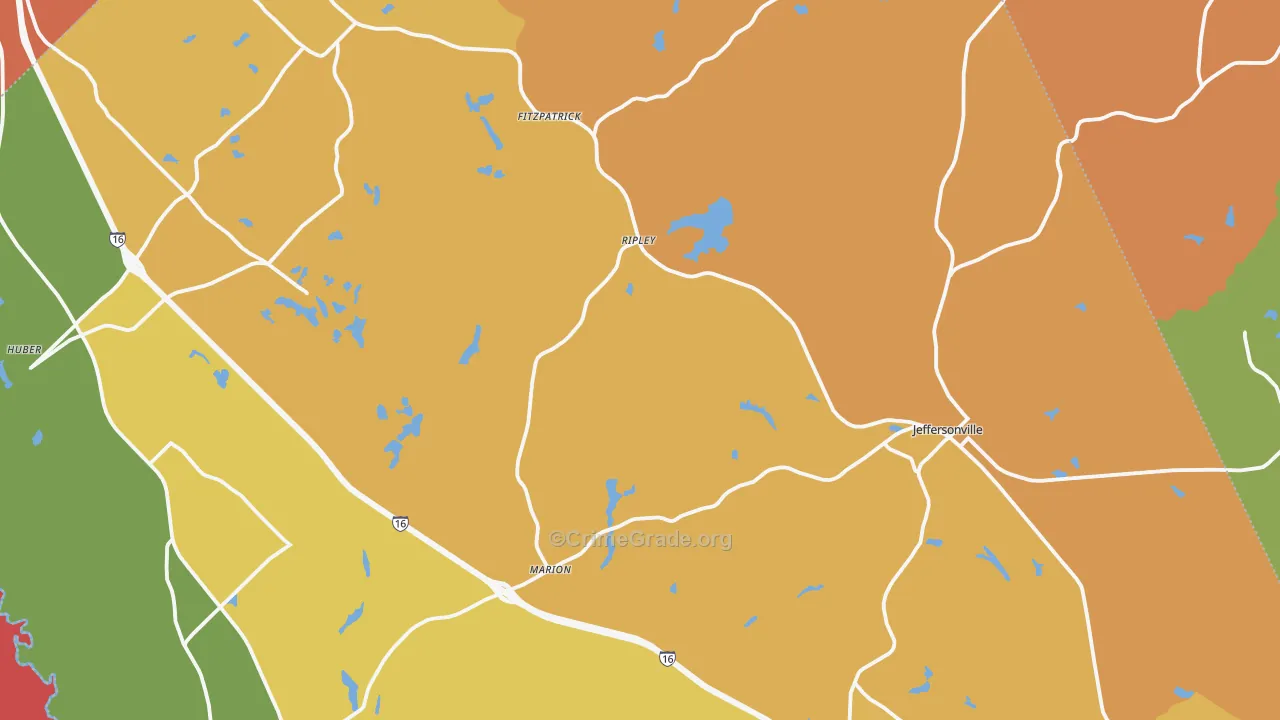 Twiggs County, GA Map of Robbery Rates