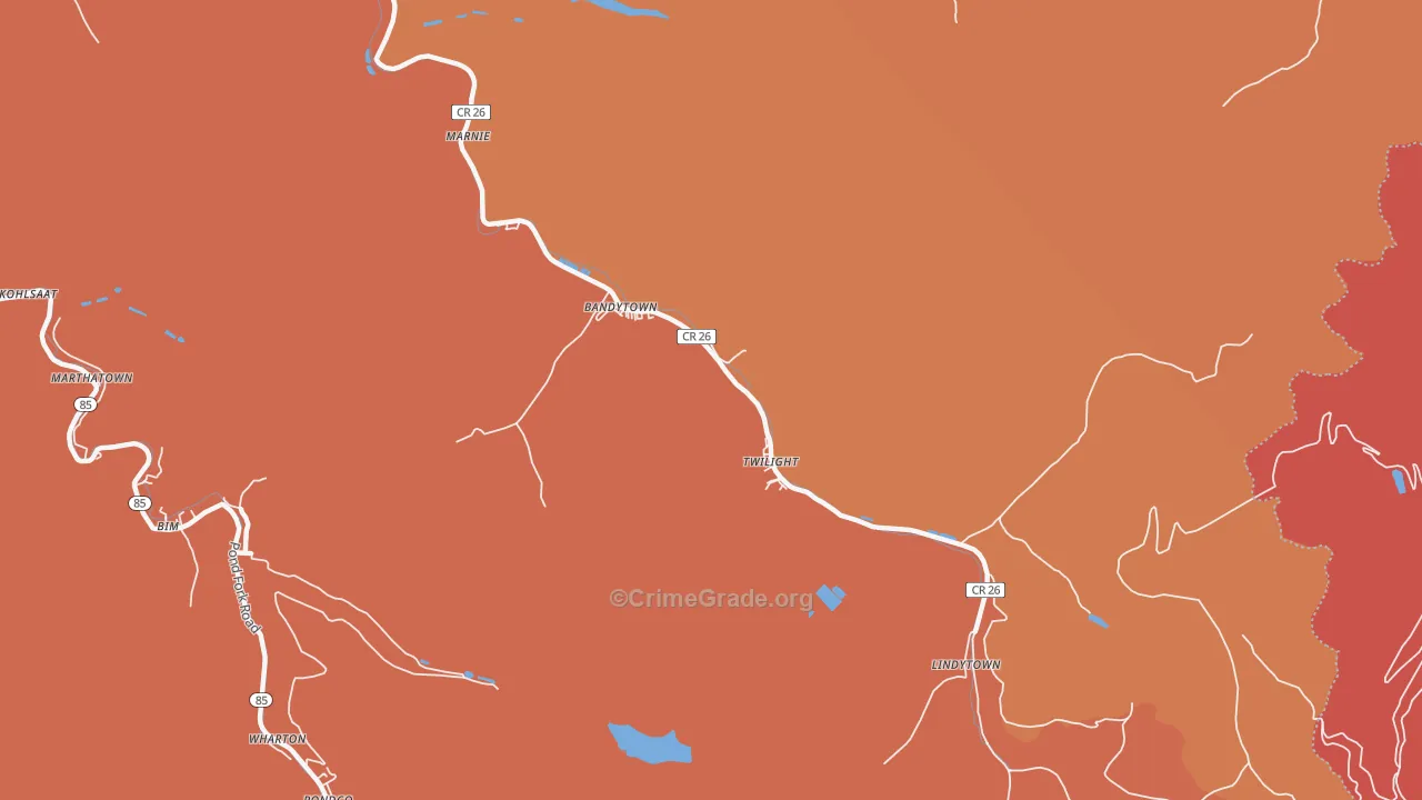 Twilight, WV Map of Robbery Rates