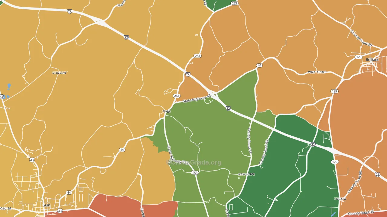 Twin, AL Map of Robbery Rates