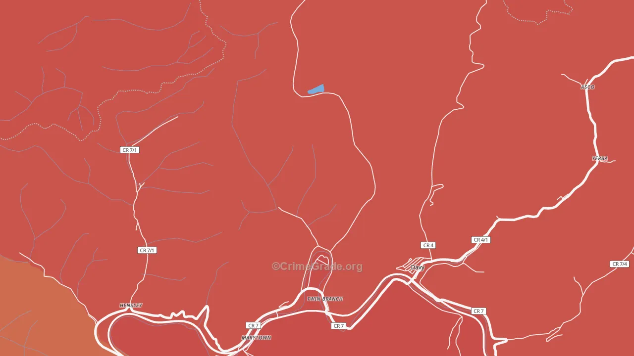 Twin Branch, WV Map of Robbery Rates
