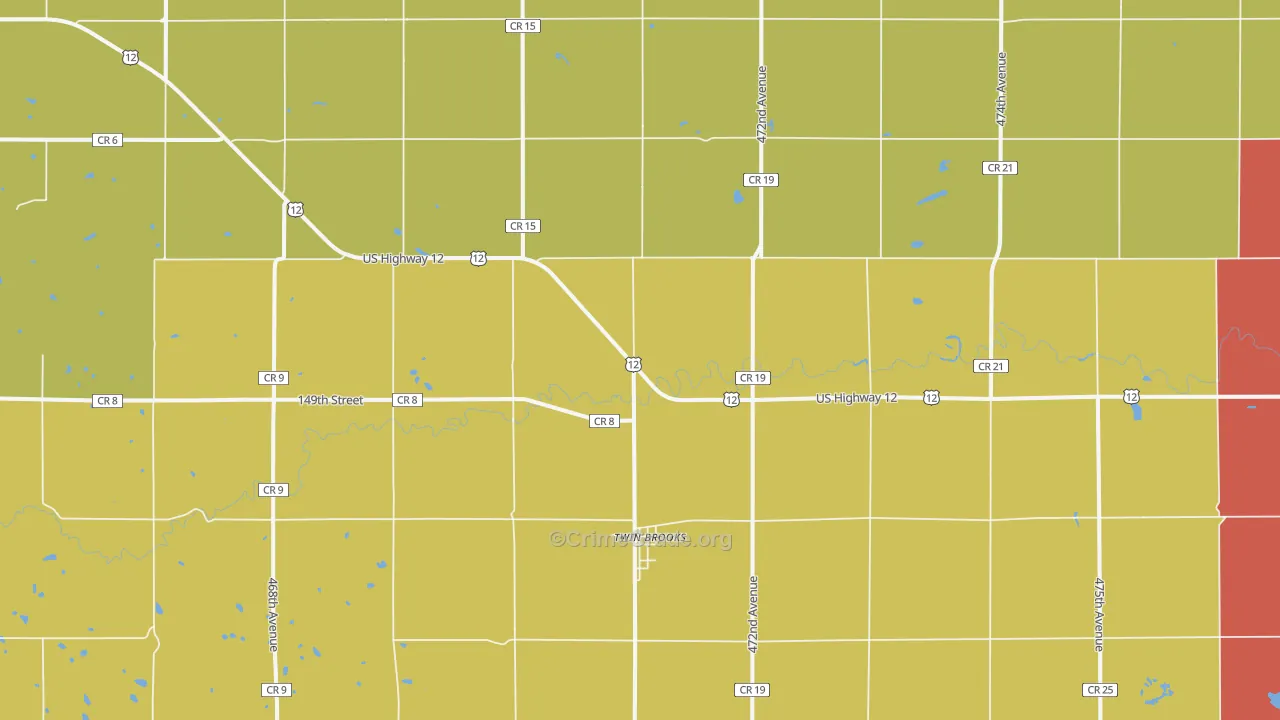 Twin Brooks, SD Map of Robbery Rates