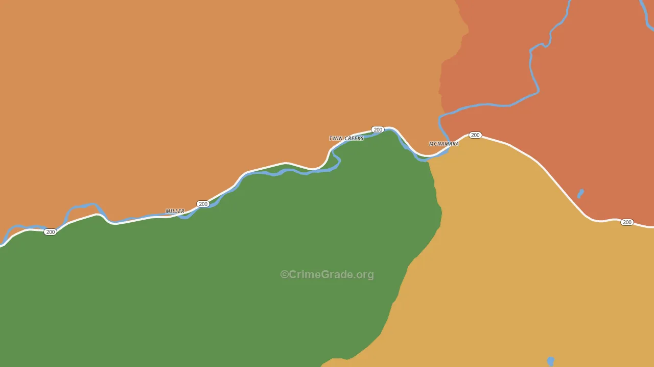 Twin Creeks, MT Map of Robbery Rates