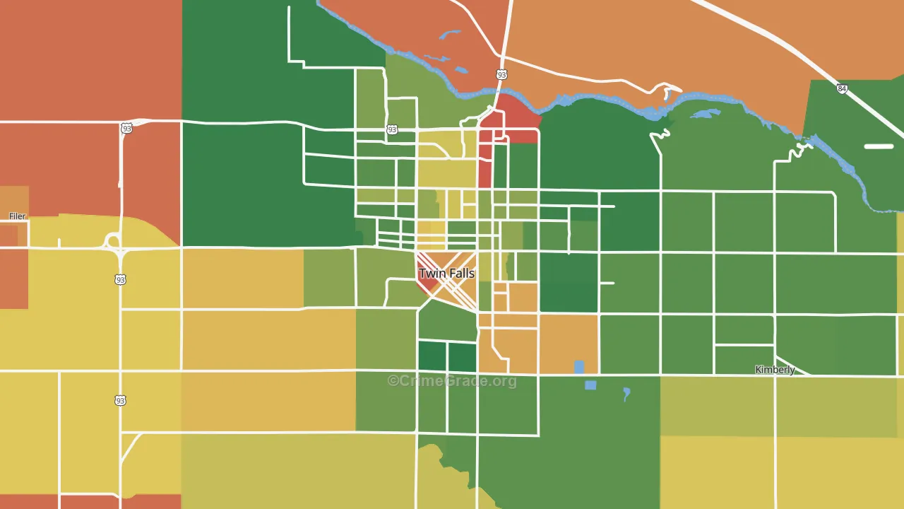 Twin Falls, ID Map of Robbery Rates