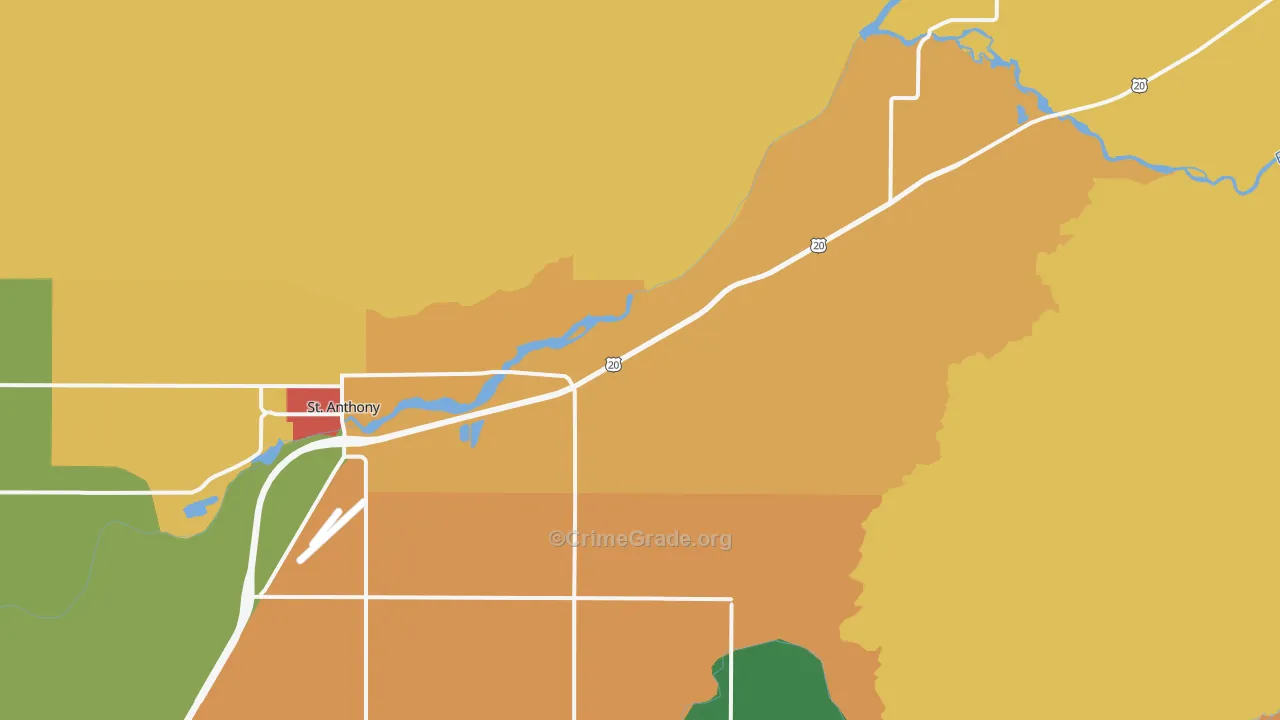 Twin Groves, ID Map of Robbery Rates